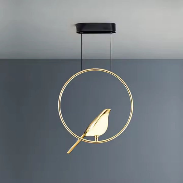 Gold Bird Ring LED Chandelier