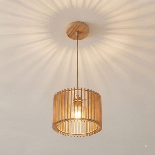 Cylindrical Wood Pendant Lamp PL WD25-30