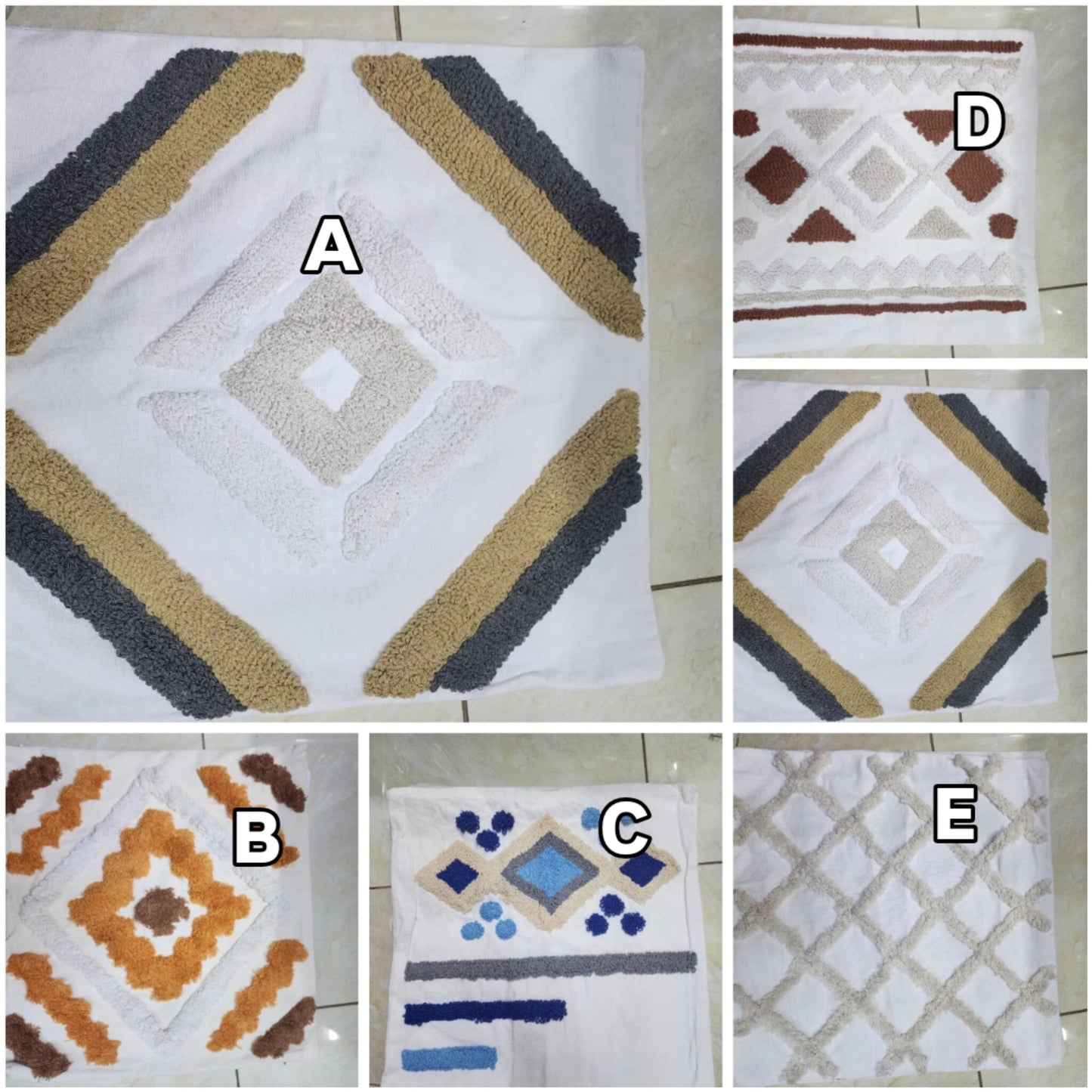 Boho Geometric Tufted Throw Pillow Cover