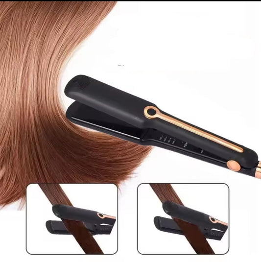 Flat iron hair straightener with wide base