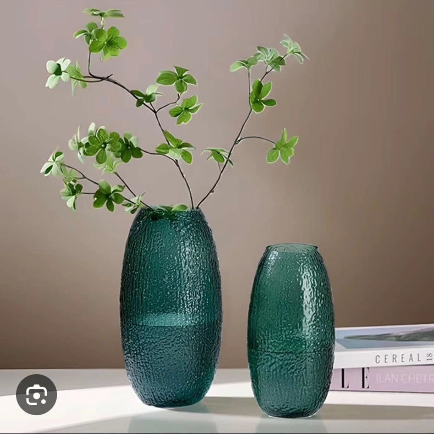 Oval glass flower vase