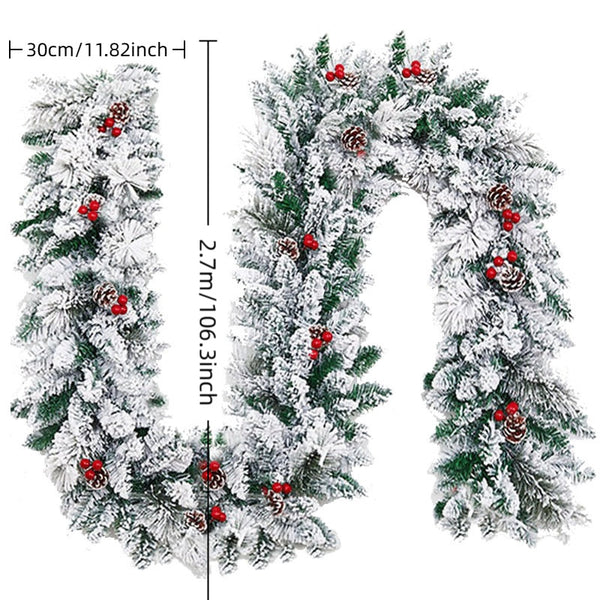 Christmas Snow Scenery Plush Rattan Garland Holiday Home Decor