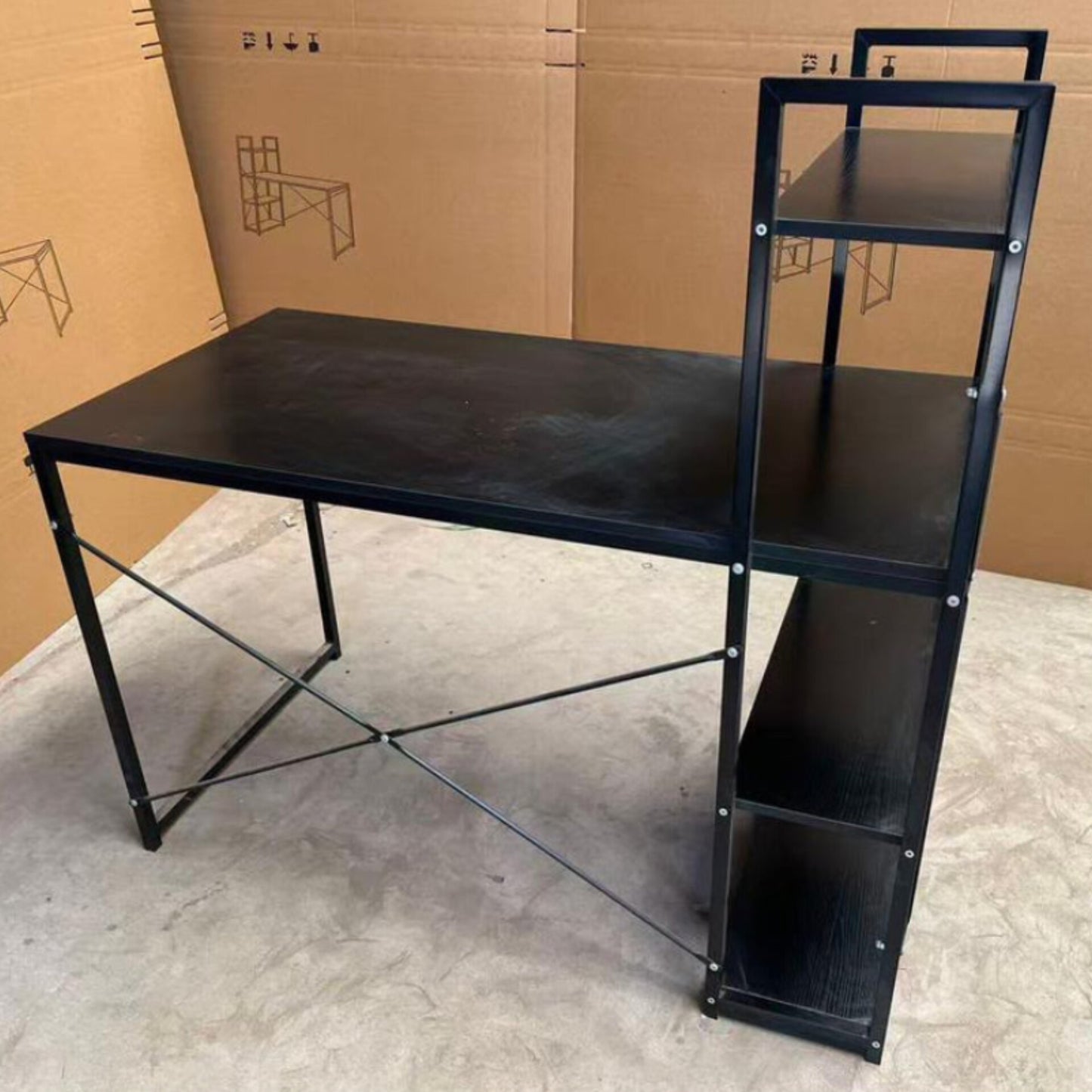Minimalist Work Station Desk with Shelves  Gha Wooden