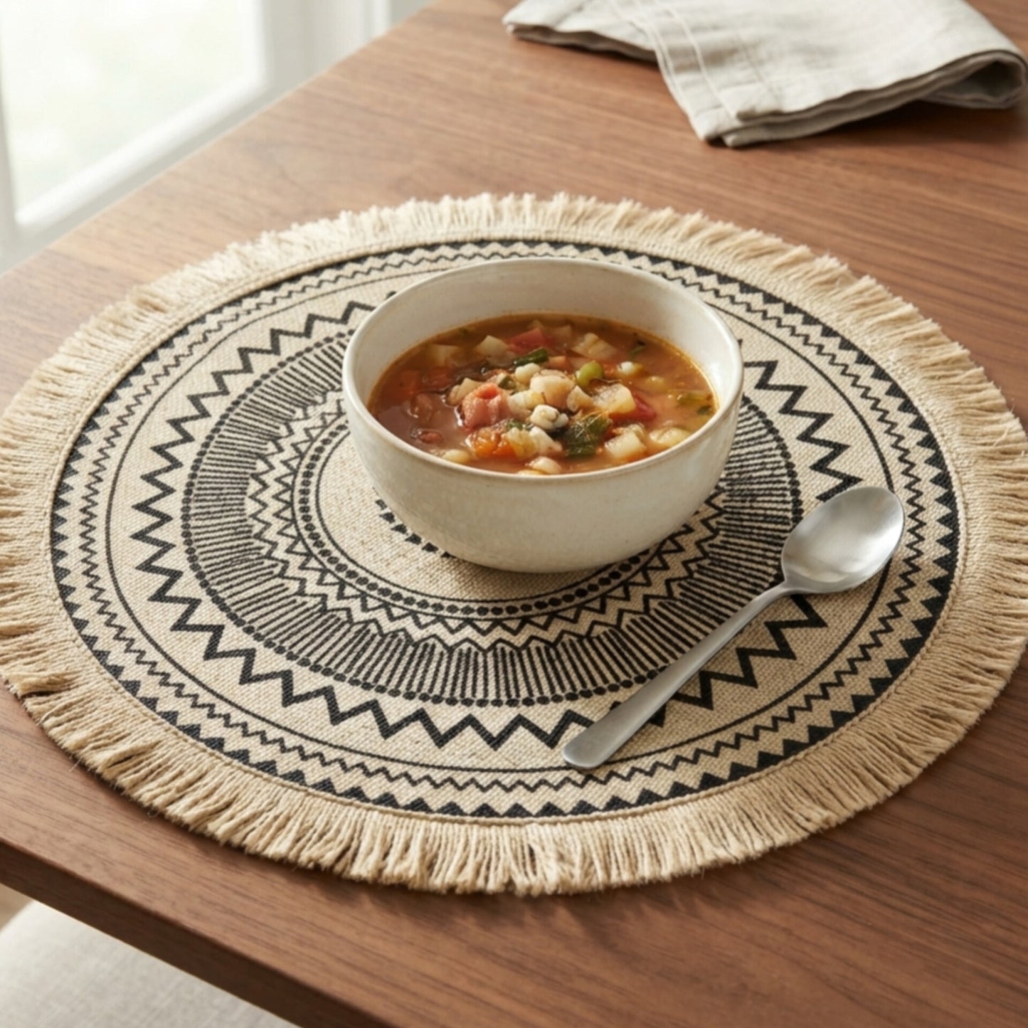 6Pcs Round Woven Jute Table Mats
