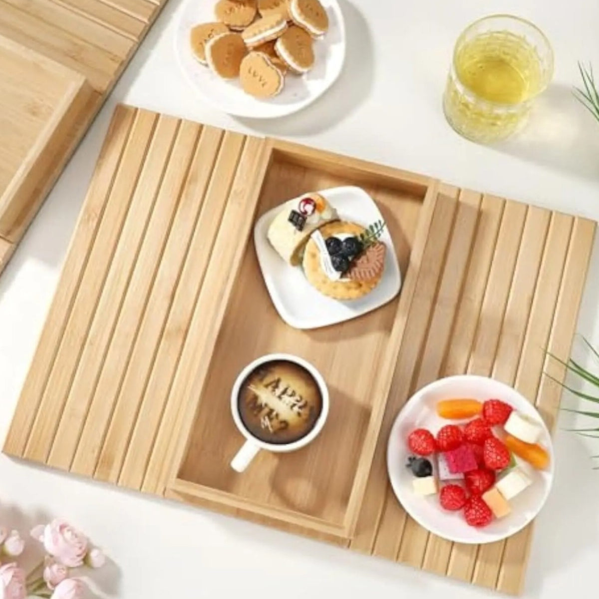 Foldable Bamboo Sofa Arm Rest Organizer