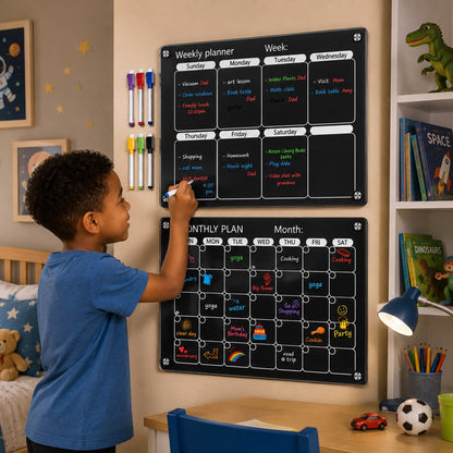 2Pcs Set Magnetic Monthly And Weekly Fridge Planner