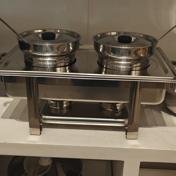 Stainless Steel Twin Soup Chafing Dishes Tureen with Two Bowls