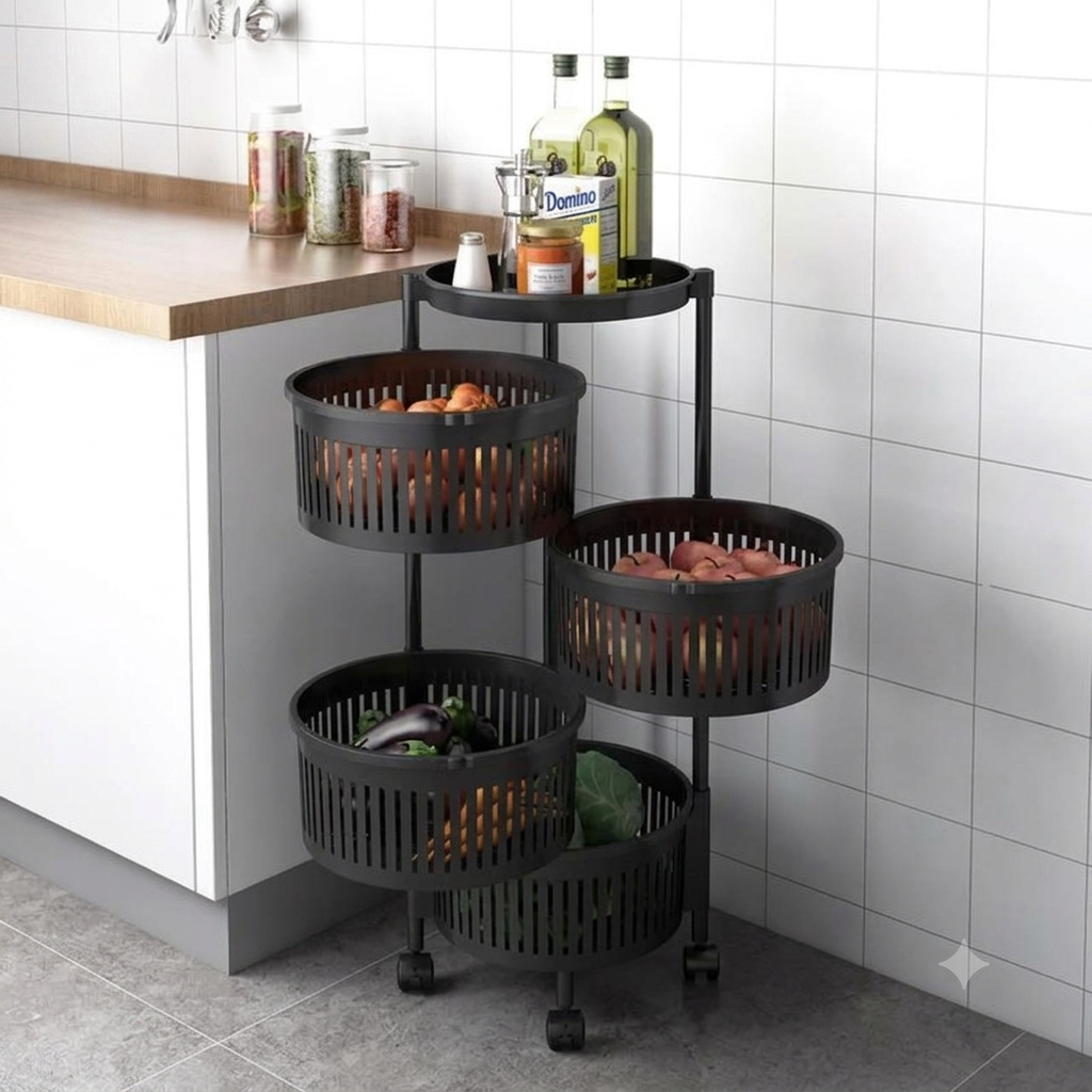 4 Layer Rotating Fruit and Vegetable Basket Rack Gha