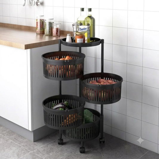 4 Layer Rotating Vegetable Basket Rack