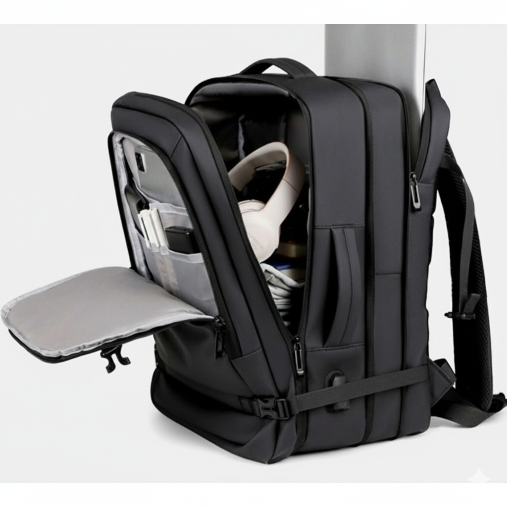 Black expandable travel bag