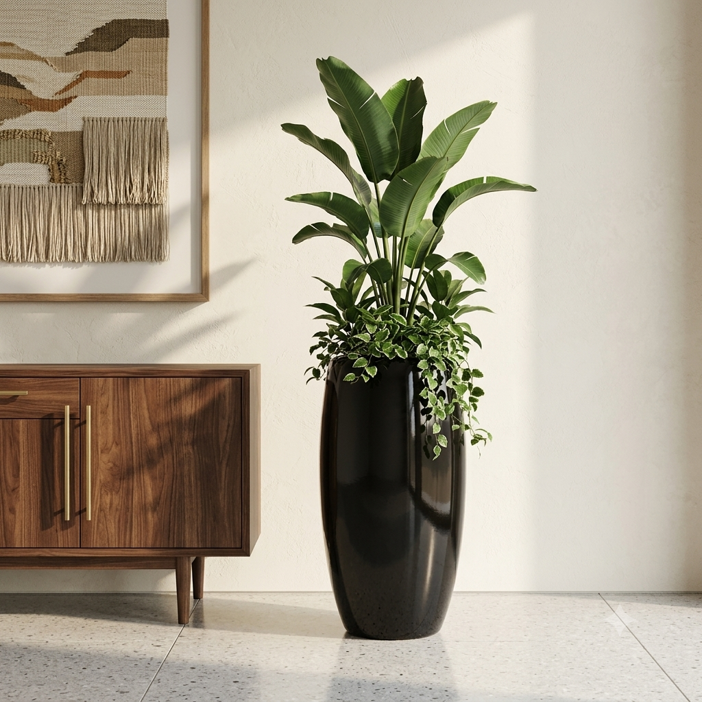 Tall Black Floor Planter