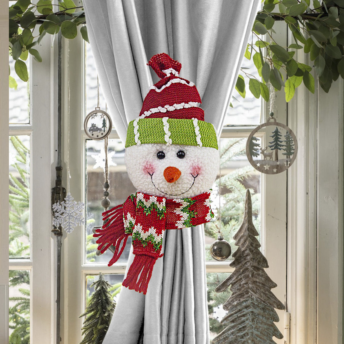 2Pcs Christmas Curtain Buckle Santa Claus Snowman Curtain Tie Back