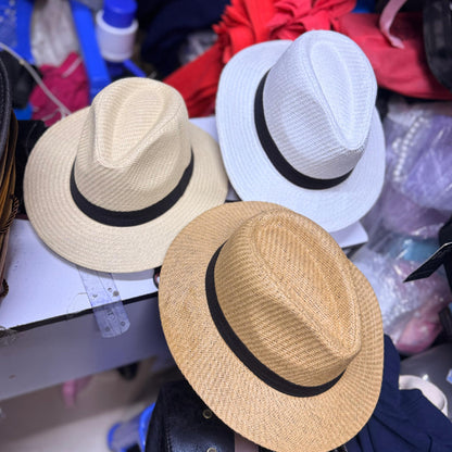 Mens Straw Fedora Style Sun Hats