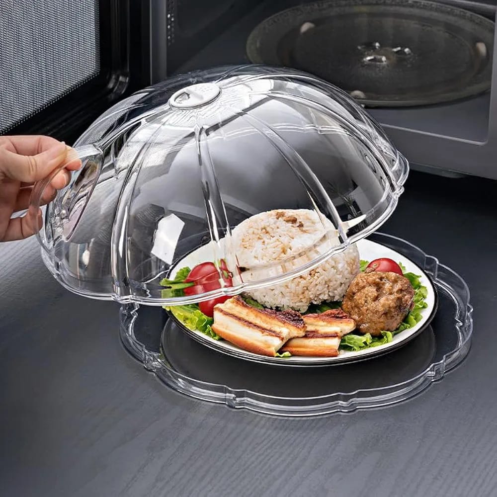 Transparent Microwave Food Splatter Cover with Base Plate