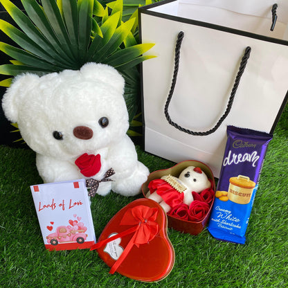 Valentine Teddy Bear and Chocolate Gift Set