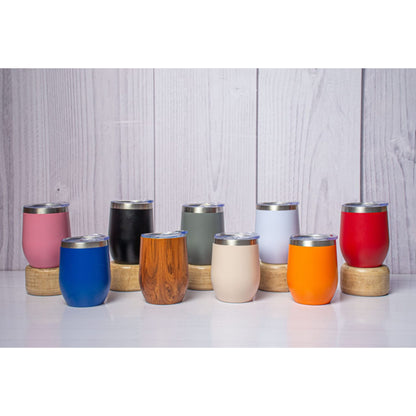 Insulated wine tumbler mug with straw and cleaner brush