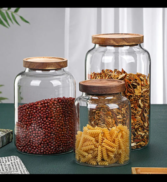 Glass storage jars with lid
