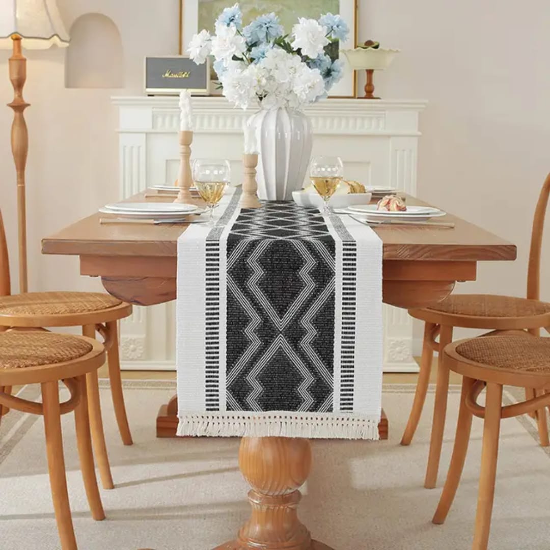 Tassel Cotton Linen Table Runner