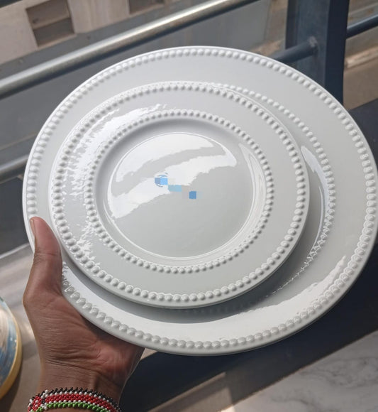 12pc Ceramic Dotted Dinner Plates with Side Plates