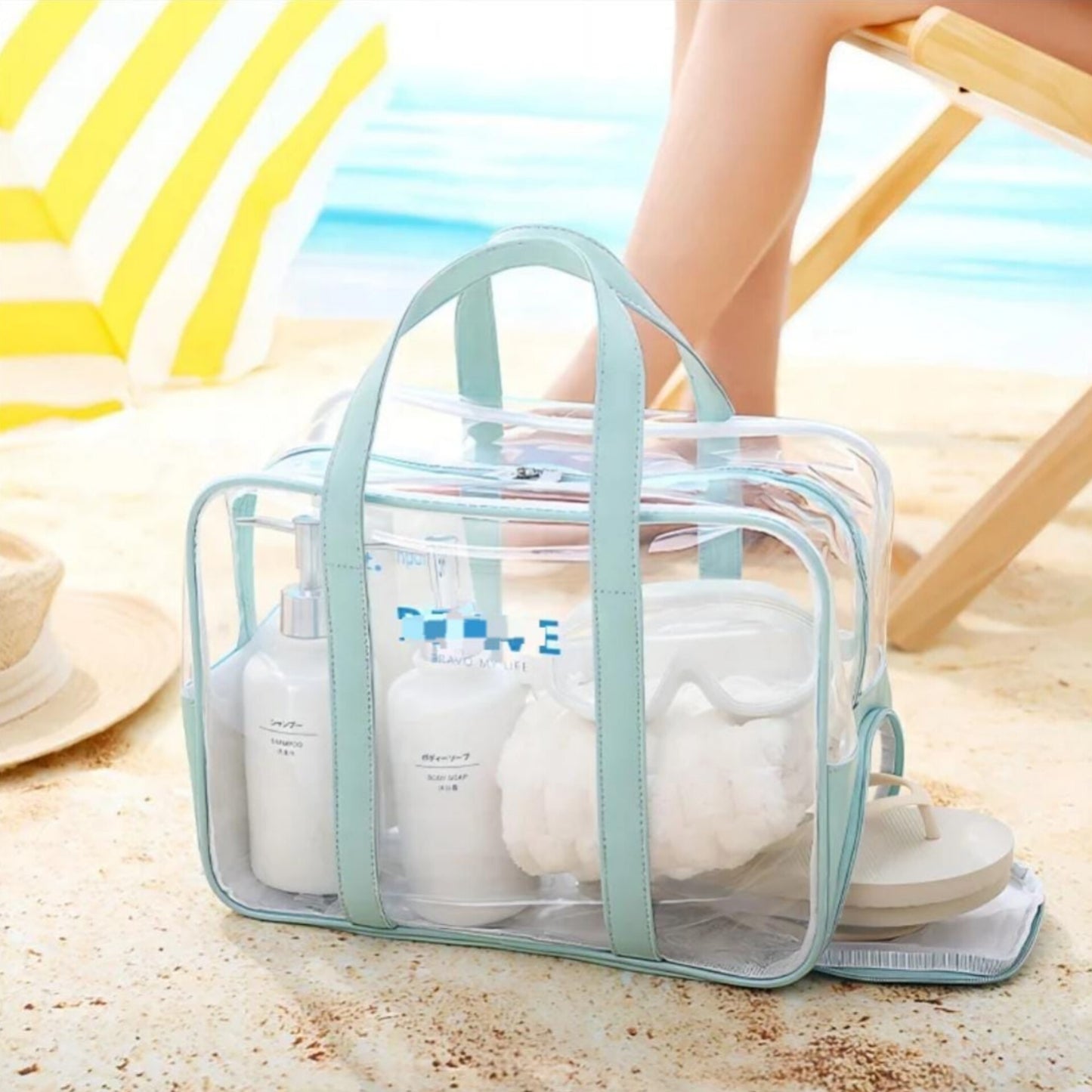 Large Capacity Tote Beach and Swimming Bag with Zip