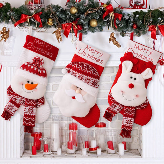 Large Santa Snowman Reindeer Christmas Hanging Stockings