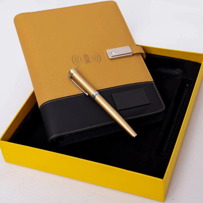 Executive notebook with wireless charger