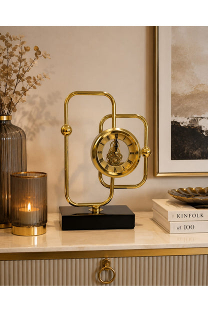 Gold Brass Decorative Desktop Clock