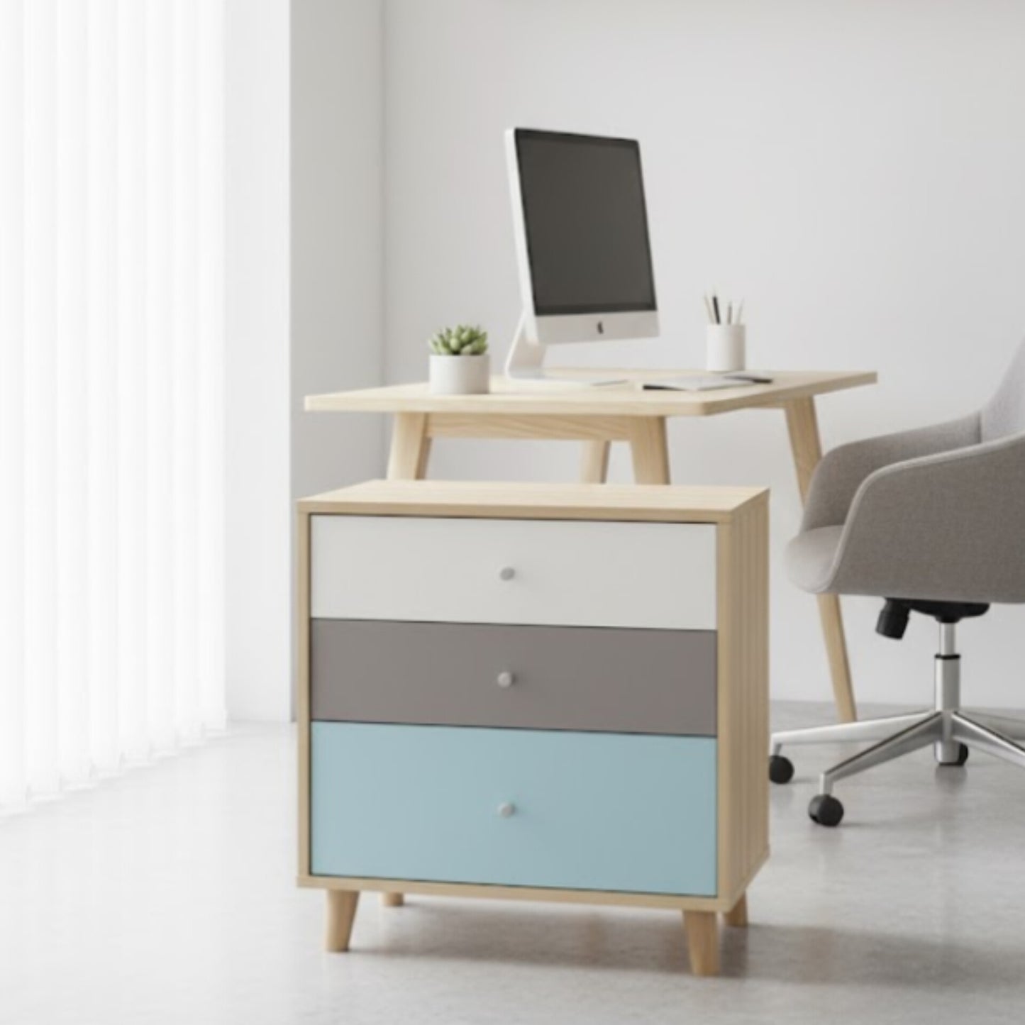 Mini wooden office chest of drawers