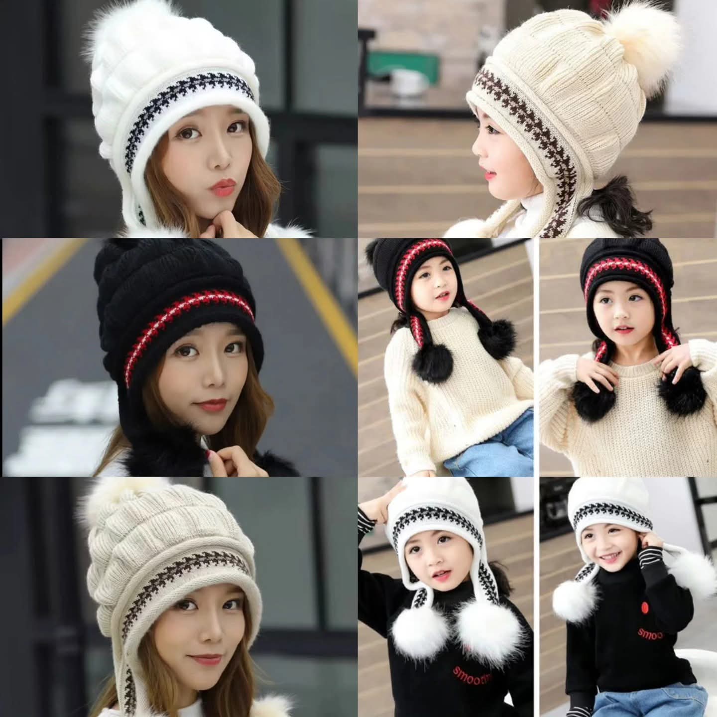 Winter knit pull over hat