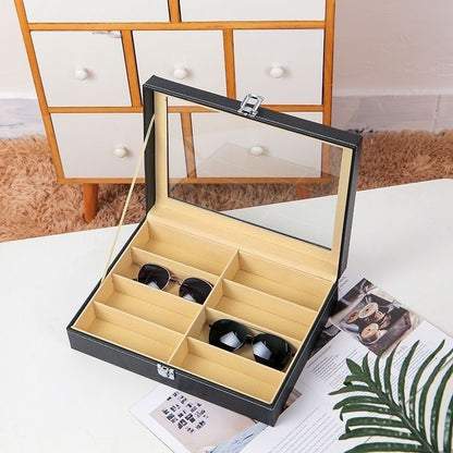 8 Slot PU Leather Sunglasses Organizer Box