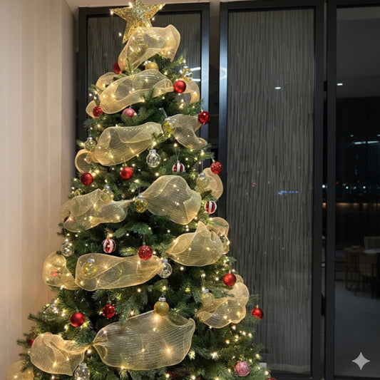 53cm 10 Yards Mesh Ribbon DIY Xmas Tree Glitter Mesh Roll