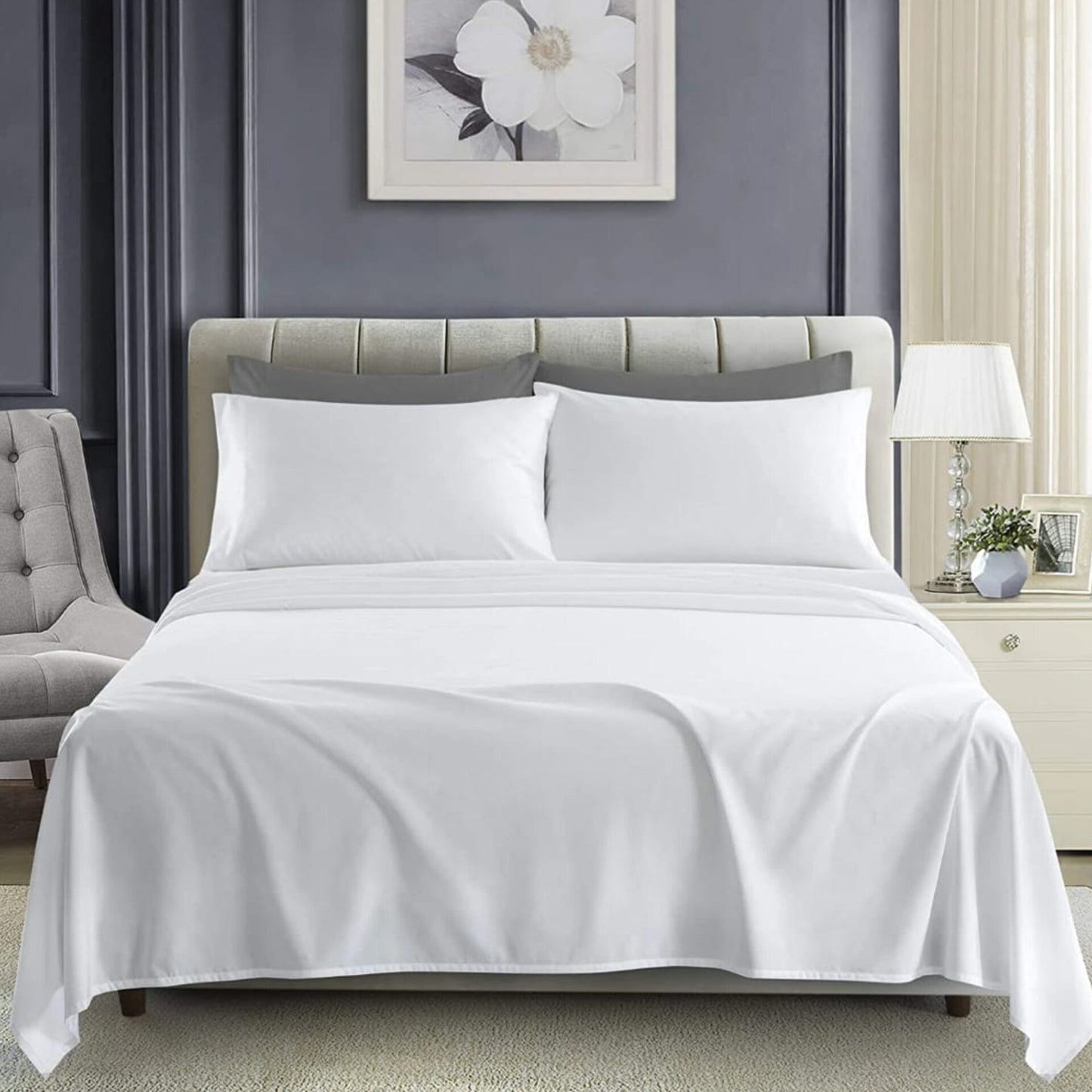 Cotton White Plain Bedsheet Set