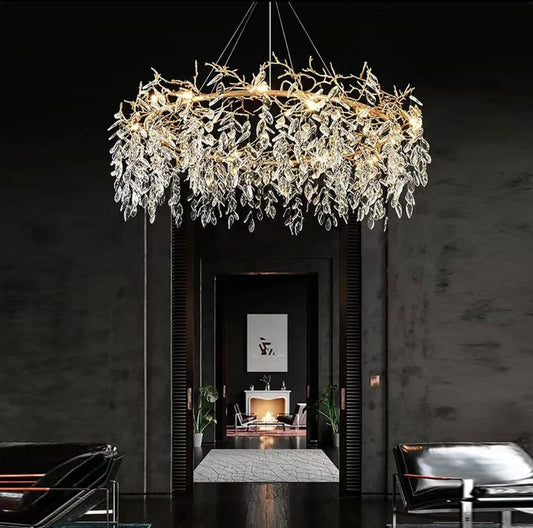Crystal dandelion chandelier with 8 bulbs