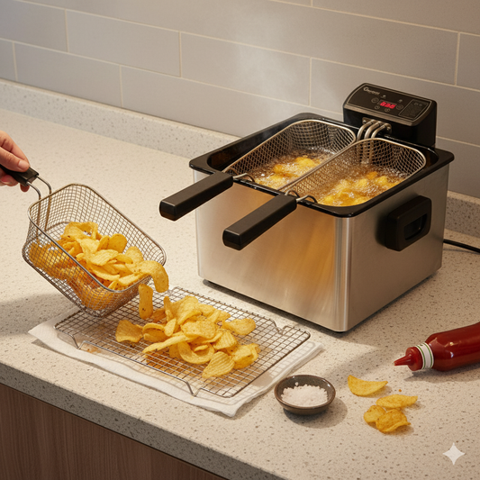 Electric stainless deep fryer  with 3 stainless mesh basket