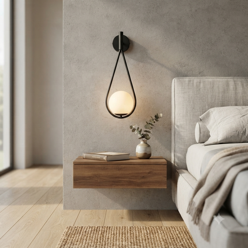 Teardrop Globe Wall Light  Black Finish PL 1165 W1 BK
