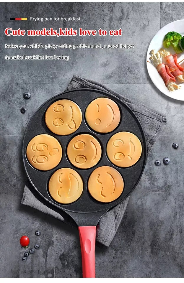 7 Slot Smiley Face Pancake Heavy Granite Pan