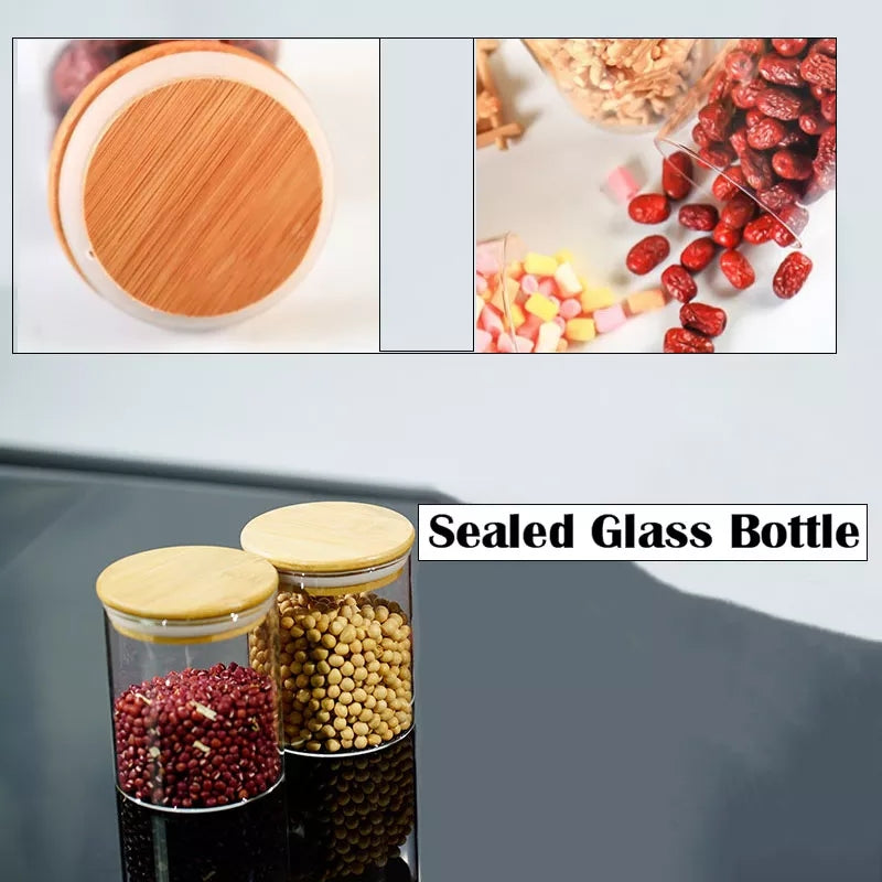 12Pcs Glass Storage Jar Set with Bamboo Lid