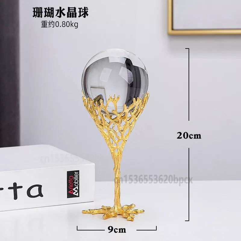 Decor Crystal Ball with Metallic Tree Frame Base