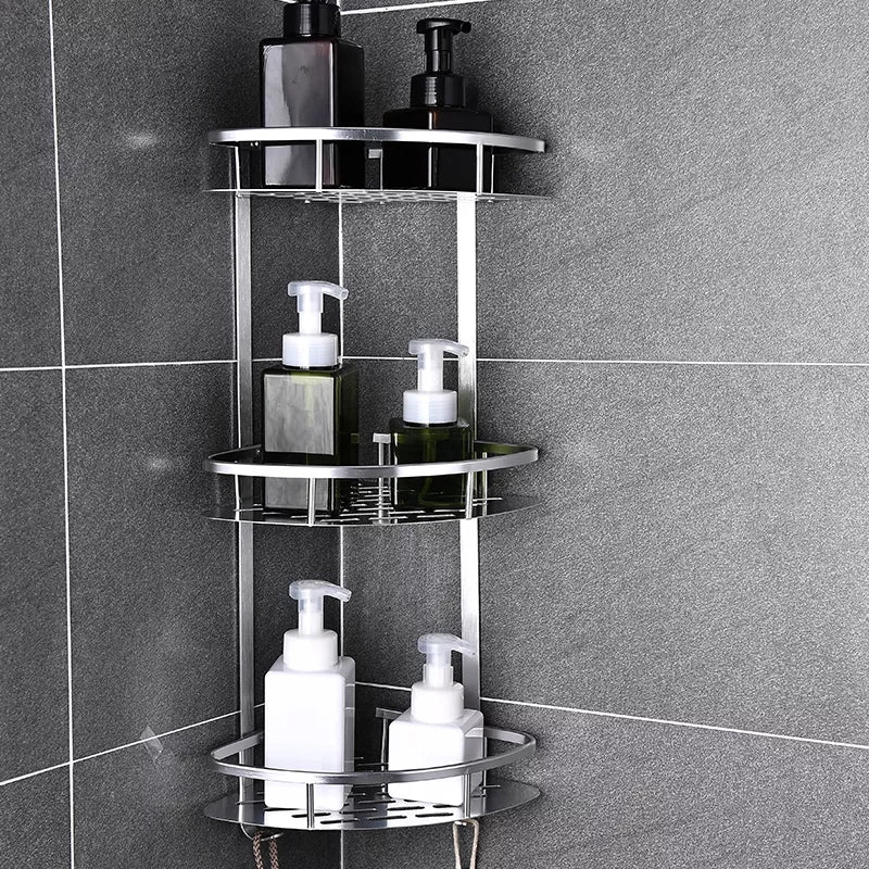 3 Layer Space Aluminum Bathroom Corner Shelf