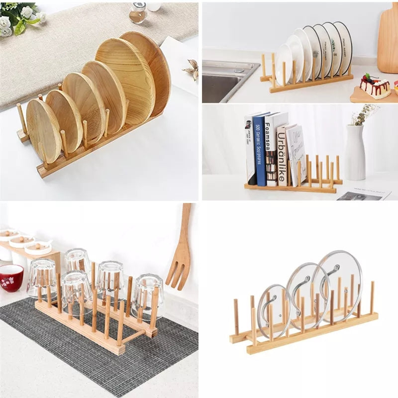 Bamboo Wooden Multipurpose Drainer Rack,Lid Holder,Cabinet Organizer,Cup Holder