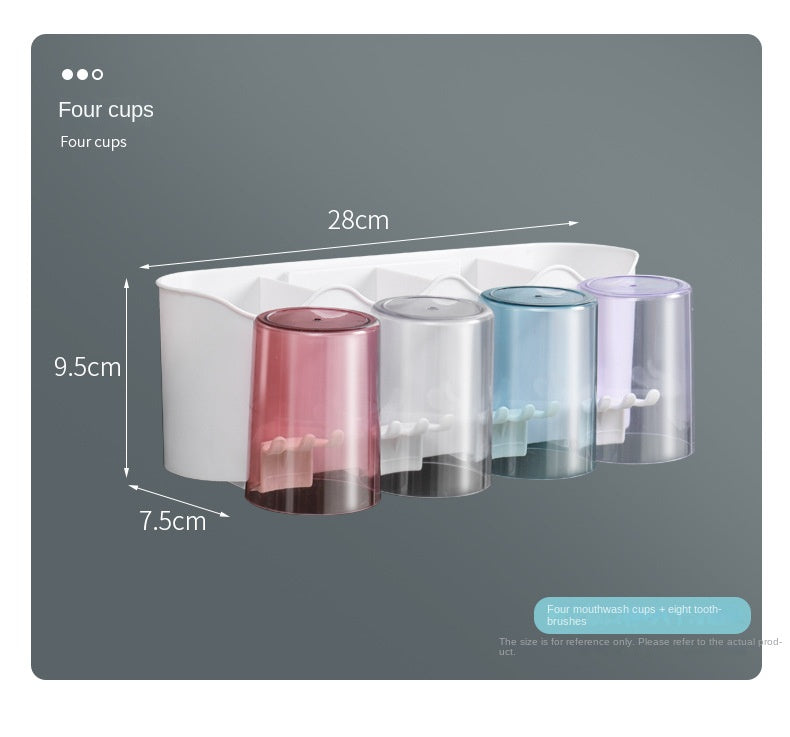 Cute Toothbrush Holder Set with 4 Clear Glasses