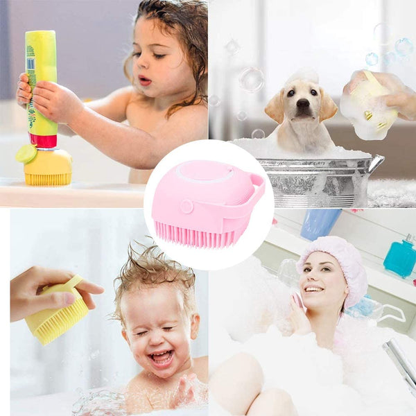 Silicone Soap Dispensing Bath Brush For Pets and Humans