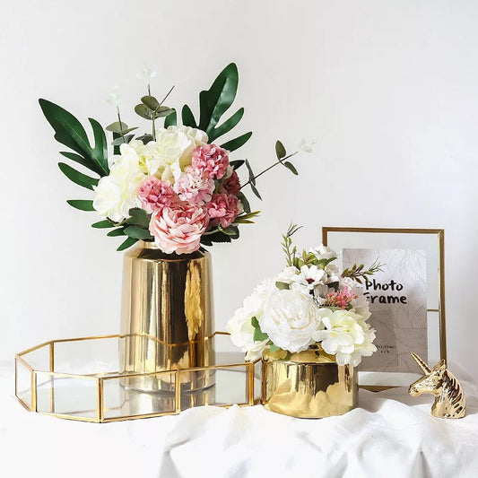 Classy Plain Gold Ceramic Vases