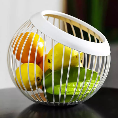 Spherical Metallic Fruit Basket