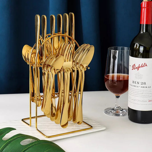 24 Pc Gold Cutlery Set