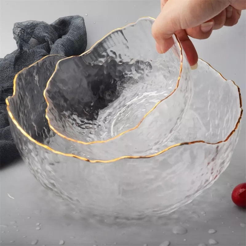 Irregular Glass Bowl with Gold Rkm