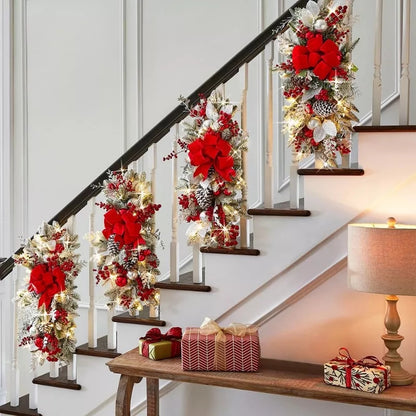 Christmas Cordless Prelit Stairway Wreath Decoration