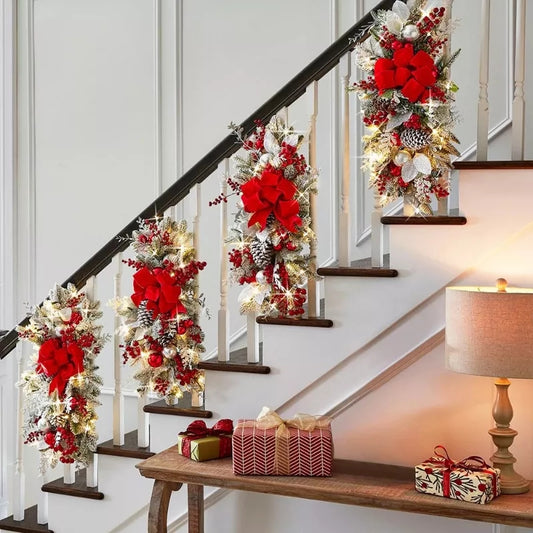 Christmas Cordless Prelit Stairway Swag Trim Christmas Lights