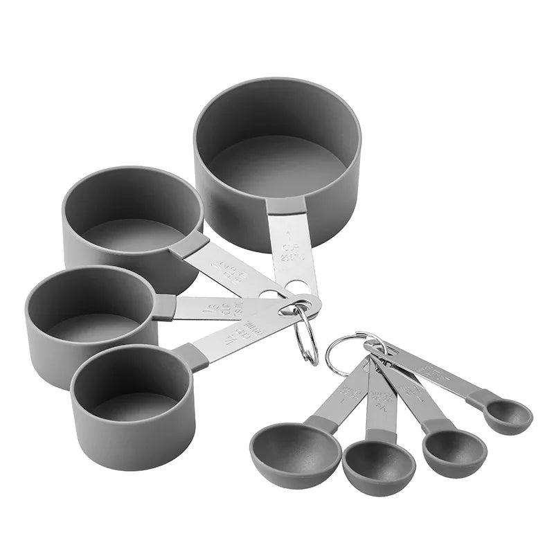 8pc Measuring cups set with metallic handle