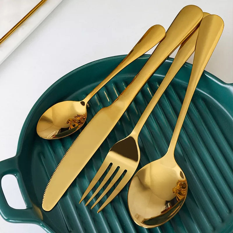 24pc Golden cutlery set